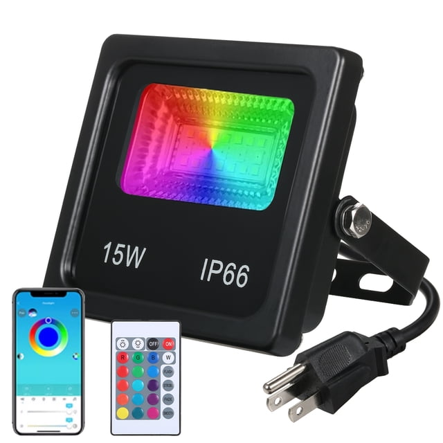 Yeacher A C85-265V 15W RGBCW 21LEDs Lampe Extérieure Résistante à l'Eau IP66 avec Contrôleur