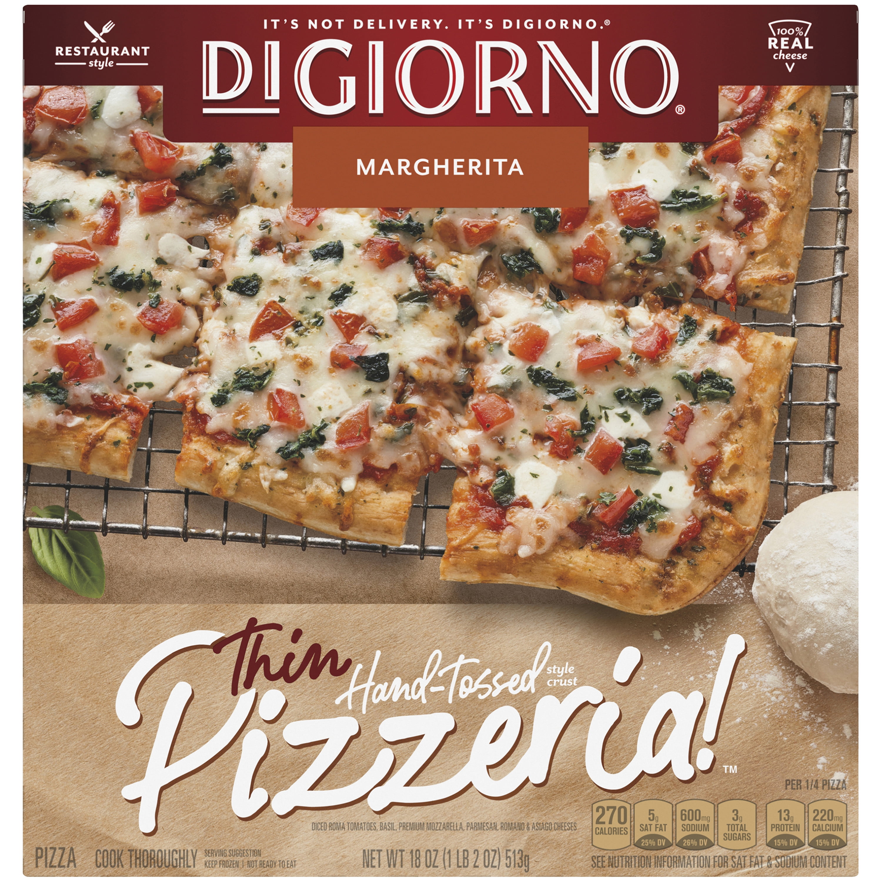 DiGiorno Pizzeria! Margherita Hand-Tossed Thin Crust Frozen Pizza, 18 ...