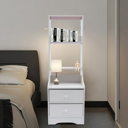 Modern Nightstand with 2 Drawers Storage Table Organizer for Bedroom Living Room