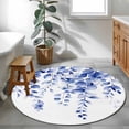 thumbnail image 4 of Round Area Rug 4ft,Retro Blue Eucalyptus Leaves Washable Carpet Non-Slip Runner Accent Rugs Indoor Floor Mat for Bedroom Living Room Decor,Watercolor Botanical, 4 of 9