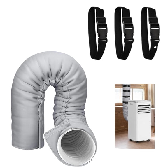Portable AC Hose Insulation Sleeve, Exhaust Hose Cover Wrap for 5 to 5.9 Inch Diameter Duct with Adjustable Straps, Light Gray