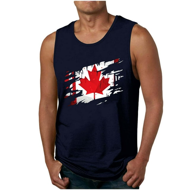 Hombres Hojas de Arce Impresión Gimnasio Hogar Usar Pijamas Color Algodón Color Sólido Cuello Redondo Camiseta