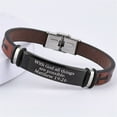 thumbnail image 6 of Inspirational Bracelet - Custom Stainless Steel & Leather Cross Bracelet - Religious Jewelry for Men Women, Christian Scripture Reminder with Bible Gift for Birthday, Father's Day, 6 of 7
