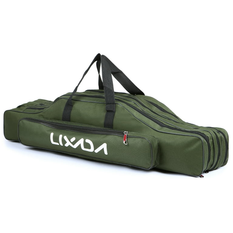 Portable Folding Fishing Bag With Rod Reel And Pole Compartments