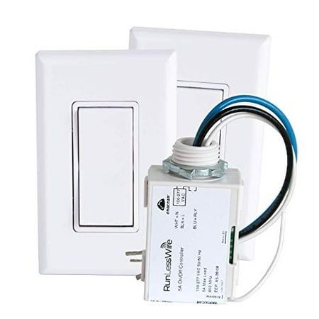 RunLessWire 3-Way Wireless Switch Kit, Self-Powered Rocker Switch, No ...