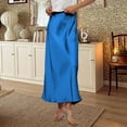 thumbnail image 4 of Women's Satin Skirt Flowy A Line Cocktail Party Wedding High Waist Long Midi Skirts Summer Vacation Outfits, 4 of 5