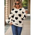 thumbnail image 6 of Women'S Plush Heart Print Loose Long Sleeve Round Neck Pullover Sweatshirt Fall Winter Outfits Black Love M, 6 of 8