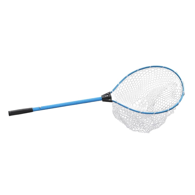 S SERENABLE Floating Folding Landing Net with Telescopic Pole, Silicone Coated , Freshwater BlueA