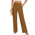 thumbnail image 4 of Womens Pants Casual Loose Cotton-Linen Wide Leg Drawstring Elastic Waist Solid Color Pockets Long Pants, 4 of 8