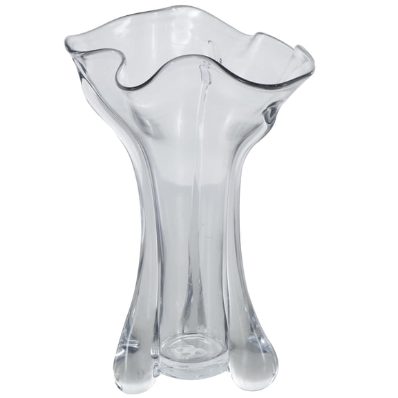 DecMode 16" Abstract Fluted Tulip Glass Vase