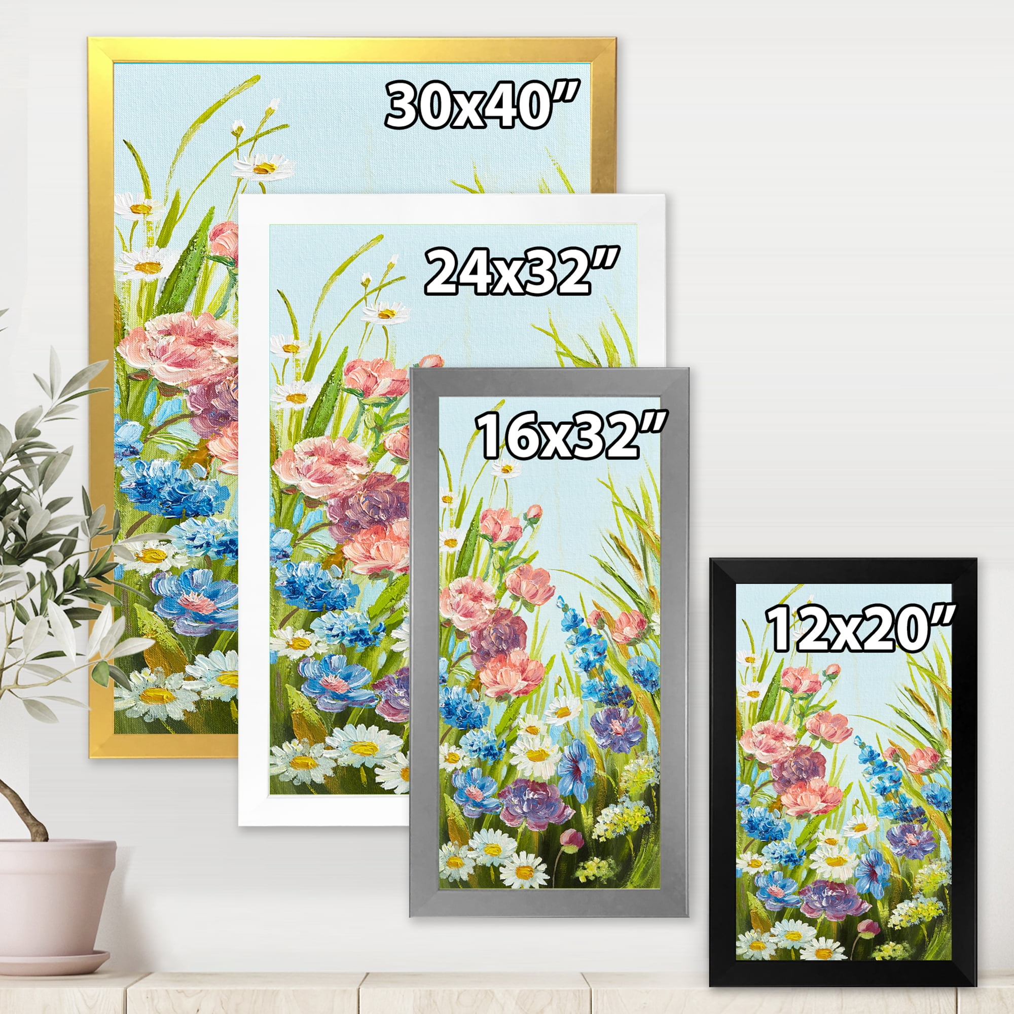 Designart 'Still Life Of Colorful Wildflowers With Leaves III' Traditional Framed Art Print