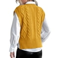 thumbnail image 3 of Women V Neck Sweater Vest Sleeveless Knit Solid Casual Ribbed Preppy Pullover Tops, 3 of 5
