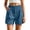 Blue, variant on hoksml Women's Cotton Scallop Hem Shorts - Elastic Waist with Pockets, Casual Summer Shorts