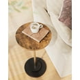 thumbnail image 3 of Drink Table, Round Side Table for Small Spaces, Pedestal End Table with Metal Base, Rustic Brown, 3 of 8