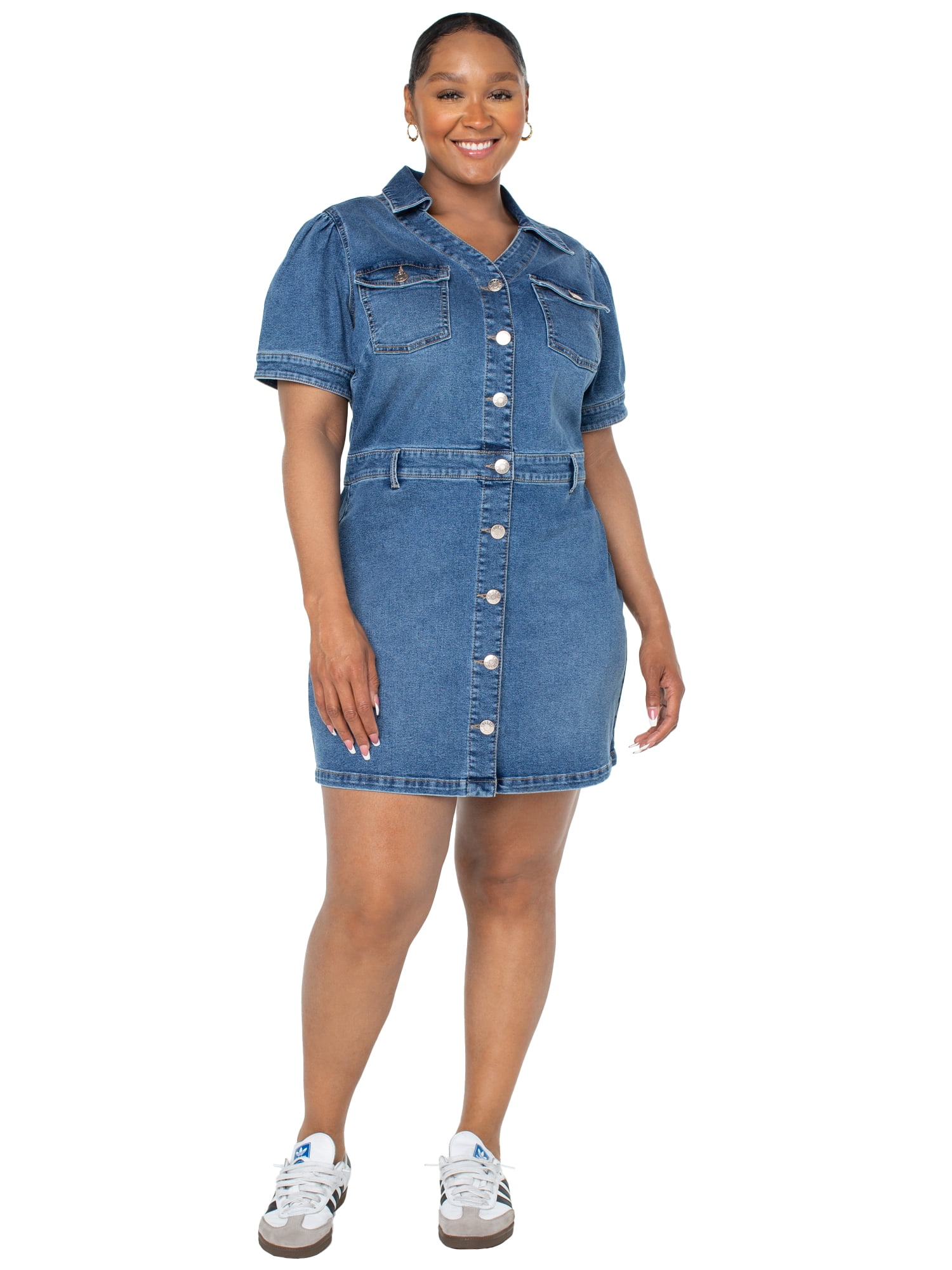 Celebrity Pink Juniors Button up Dress, Women's and Women's Plus