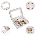 thumbnail image 3 of REGALWOVEN Travel Accessory Box with Mirror, Small Portable PU Leather Accessory Organizer Case White, 3 of 7