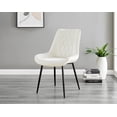 thumbnail image 2 of Furniturebox UK Pesaro Modern Adult Off-White Velvet Dining Side Chairs, Set of 2 (Black Legs), 2 of 6