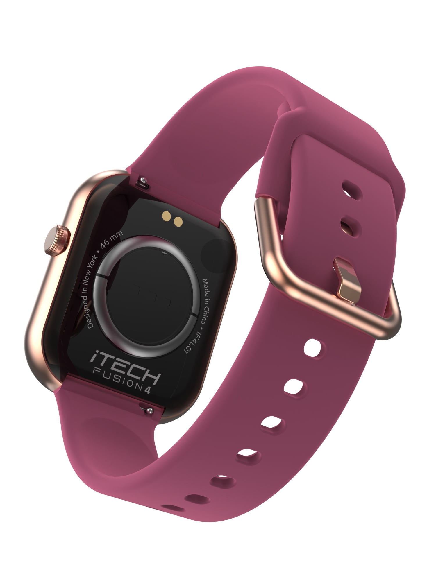 iTech Fusion 4 Unisex Adult Rectangular Smart Watch, Merlot, Silicone Strap