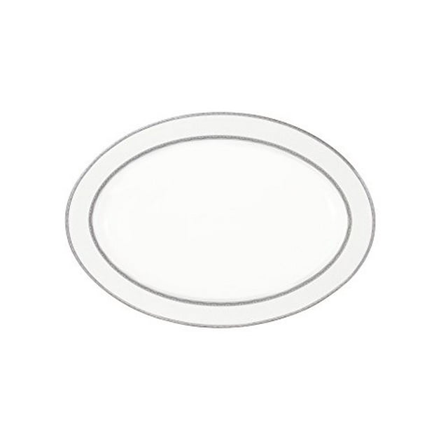 Lorren Home Trends Arianna Collection Plateau de Service en Porcelaine Osseuse, 14 Pouces, Argent