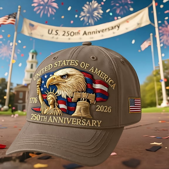 TELOLY 250th Anniversary USA Hat, American Eagle Independence Baseball Cap, 250 Year Anniversary Patriotic Hat for Men [Printed]