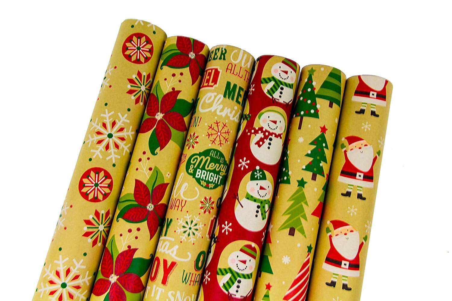 6 Rolls Christmas Gift Wrapping Paper Festive Contemporary 390 Sq Ft Wrap 