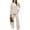 Beige, variant on UVN 2 Piece Outfits for Women Long Sleeve Sweatsuit and Wide Leg Tracksuit Ladies Fall Cozy Lounge Sets