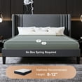 thumbnail image 4 of Amolife Queen Size Bed Frame, Velvet Platform Bed with Upholstered Wingback Headboard, No Box Spring Needed, Gray, 4 of 12