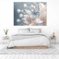 thumbnail image 3 of Mudket Framed Canvas Wall Art Ready to Hang, Silver Butterfly Cream Floral Pearl Branch Print, Glam Botanical Wall Decor Canvas Artwork for Bedroom Living Room, Flower Pictures - 12"L x 8"W, 3 of 10