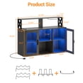 thumbnail image 2 of Rustic Wood LED Bar Cabinet with Charging Station and Stemware Rack, Freestanding Coffee Wine Liquor Storage Credenza with Adjustable Shelving, Home Kitchen Living Room Furniture, Black Gray, 2 of 7