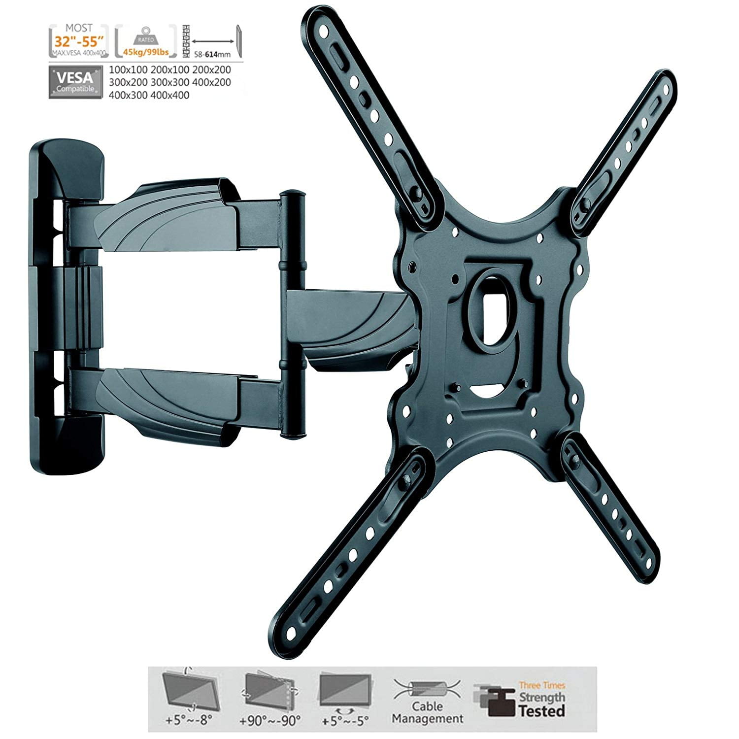 Full Motion Articulating TV Wall Mount Tilt Swivel Bracket For 17''-42'' LCD LED HD Plasma TV N2 Free Image Download