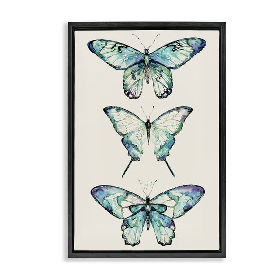 Stupell Industries Classic Butterfly Specimens Insects Painting Black Floater Framed Canvas Art Print Wall Art, 17 x 25