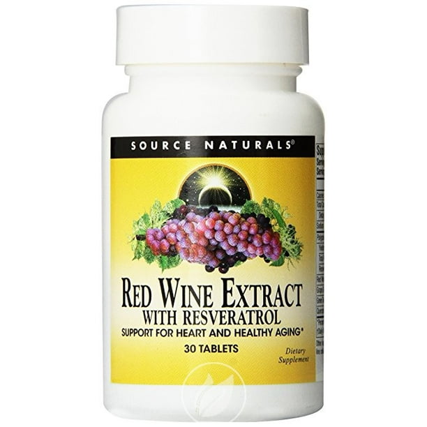 Source Naturals Red Wine Extract w/Resveratrol 30 tab, Pack of 2 ...