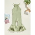 thumbnail image 2 of Bagilaanoe Toddler Baby Girl Jumpsuit Sleeveless Romper Solid Overalls 9M 12M 18M 24M 3T 4T Kids Long Flare Pants Summer Outfits, 2 of 8