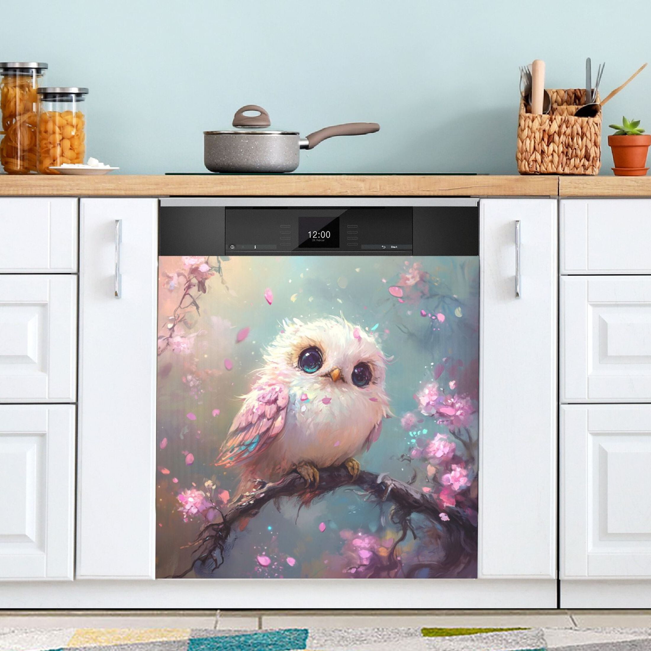 Dishwasher Magnetic Sticker 23x26 Inch Refrigerator Magnetic Sticker Washing Machine Magnetic Sticker Kitchen Panel Magnetic Sticker Home Decor Super Beautiful Owl