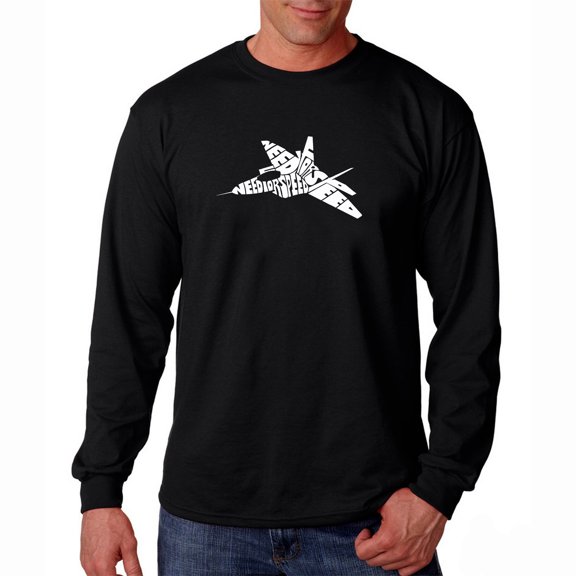 LA Pop Art Men's Word Art Long Sleeve T-shirt - FIGHTER JET - NEED FOR SPEED
