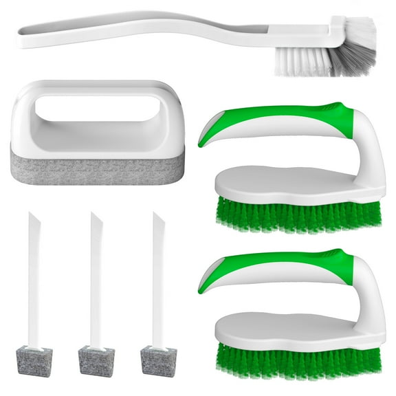 NSTB Deep Cleaning Brush Kit, Scrub Pads with Scraper Tip Scouring Pads, Floor  7 Pack Green