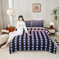 thumbnail image 4 of Feelyou Modern Buffalo Plaid Bedding Comforter Set for Adult, Chic Checkered Square Twin Comforter Sets, Neon Gradient Purple Reversible Bedding Set, Super Cozy Room Decor, 2pcs, 4 of 8