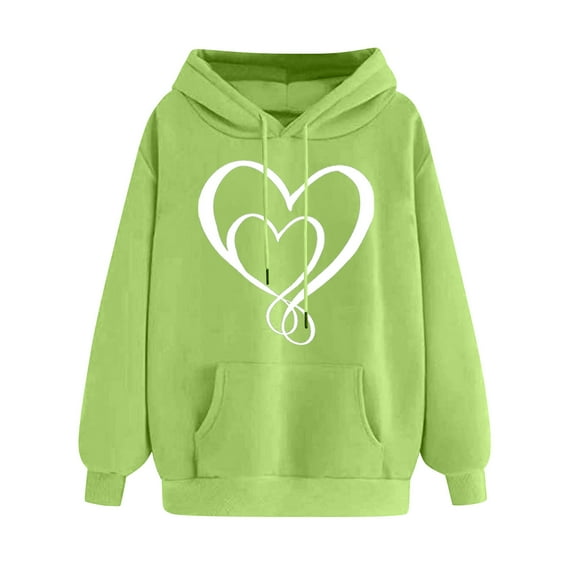 Women's Heart Hoodies, Sweatshirts for Women Pullover with Hood and Pockets Casual Long Sleeve Tops Fleece Lined Hooded Sweatshirt Drawstring Hoody Sweater