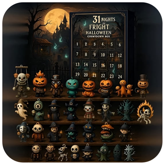 BESTSKY 31 Nights of Fright - Halloween Countdown Box with Figurines,Halloween Advent Calendar Gift Box,Countdown Calendar Mini Scary Doll Collectible Figures Charms Decorations