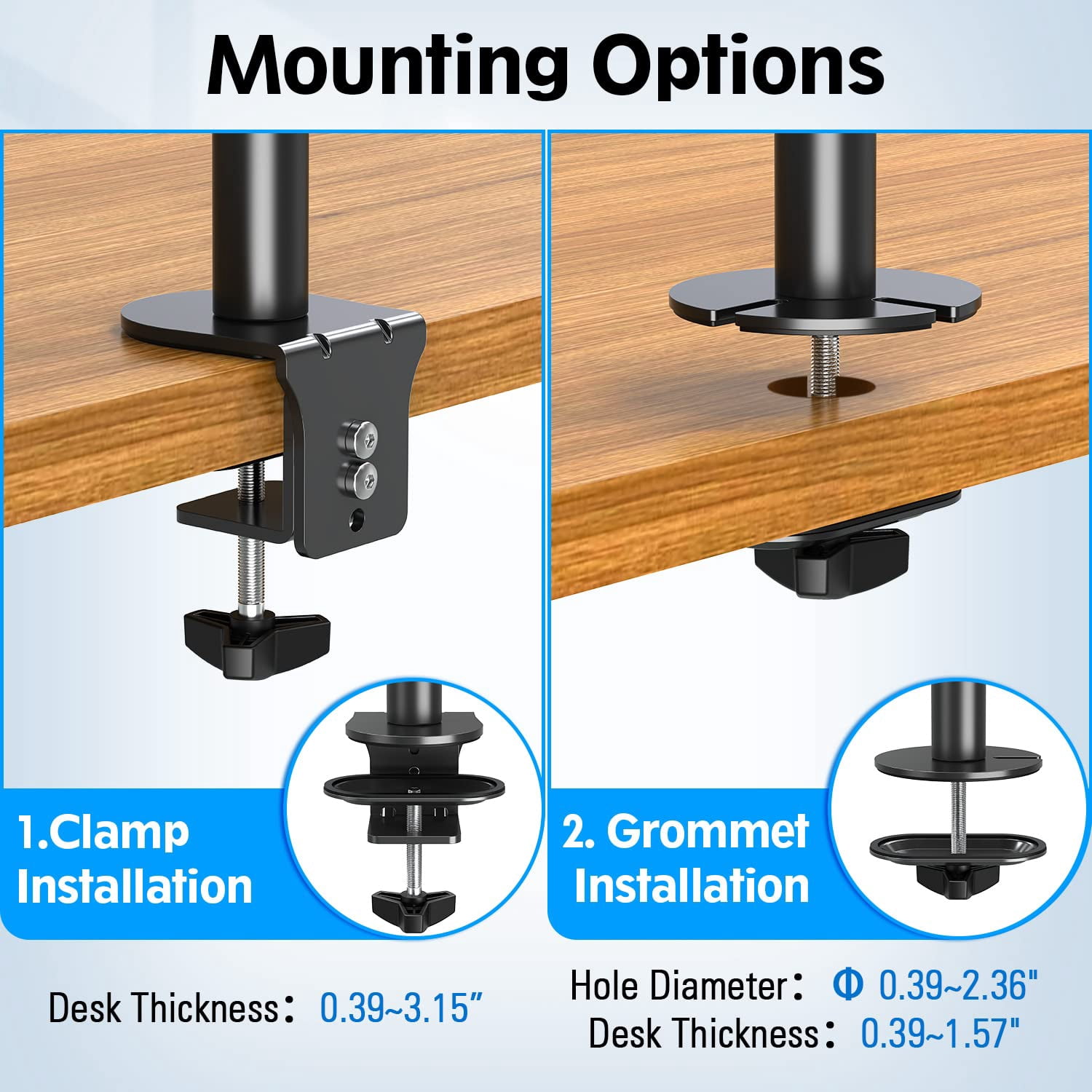 HOMOUNT Dual Monitor Stand, Vertical Monitor Desk Mount for 2 Max 32 inch Stack Screen Monitors, Height Adjustable, Swivel, Tilt, up to 17.6lbs