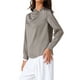 thumbnail image 4 of BLUSAS DE SATÉN PARA MUJER INSPIRADAS CHIC, CAMISAS DE MANGA LARGA PLISADAS CASUAL, CAMISA ELEGANTE PARA OFICINA EN GRIS, 4 of 6