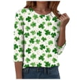 thumbnail image 5 of UngA St. Patricks Day Shirts for Women Lucky Shamrock 3/4 Sleeve Crew Neck T Shirt Saint Patricks Day Irish Graphic Tee Party Spring Tops,Size M, 5 of 8