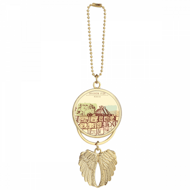 Chichen Itza Mexique Dessin de Civilisation Ancienne Porte-Clés Pendentif Aile d'Ange