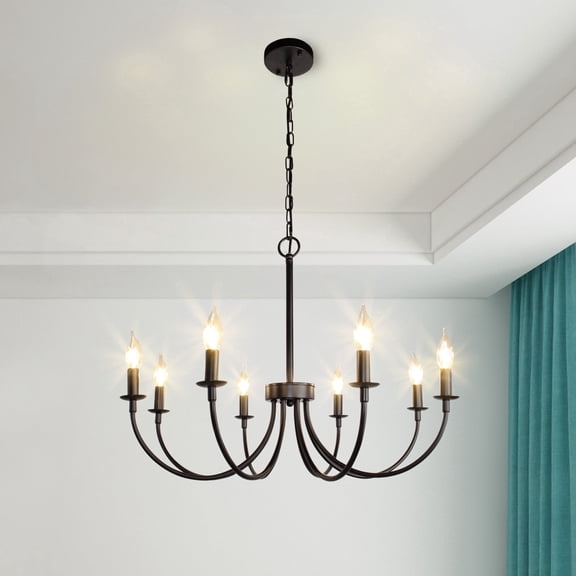 8-Light Dimmable Classic Chandelier, Candle Style Chandelier for Dining Room, Living Room