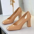 thumbnail image 4 of High Heels for Women Pump 8.5CM Chunky Heel Nude Work Wedding Evening Party Court Shoes, 4 of 7
