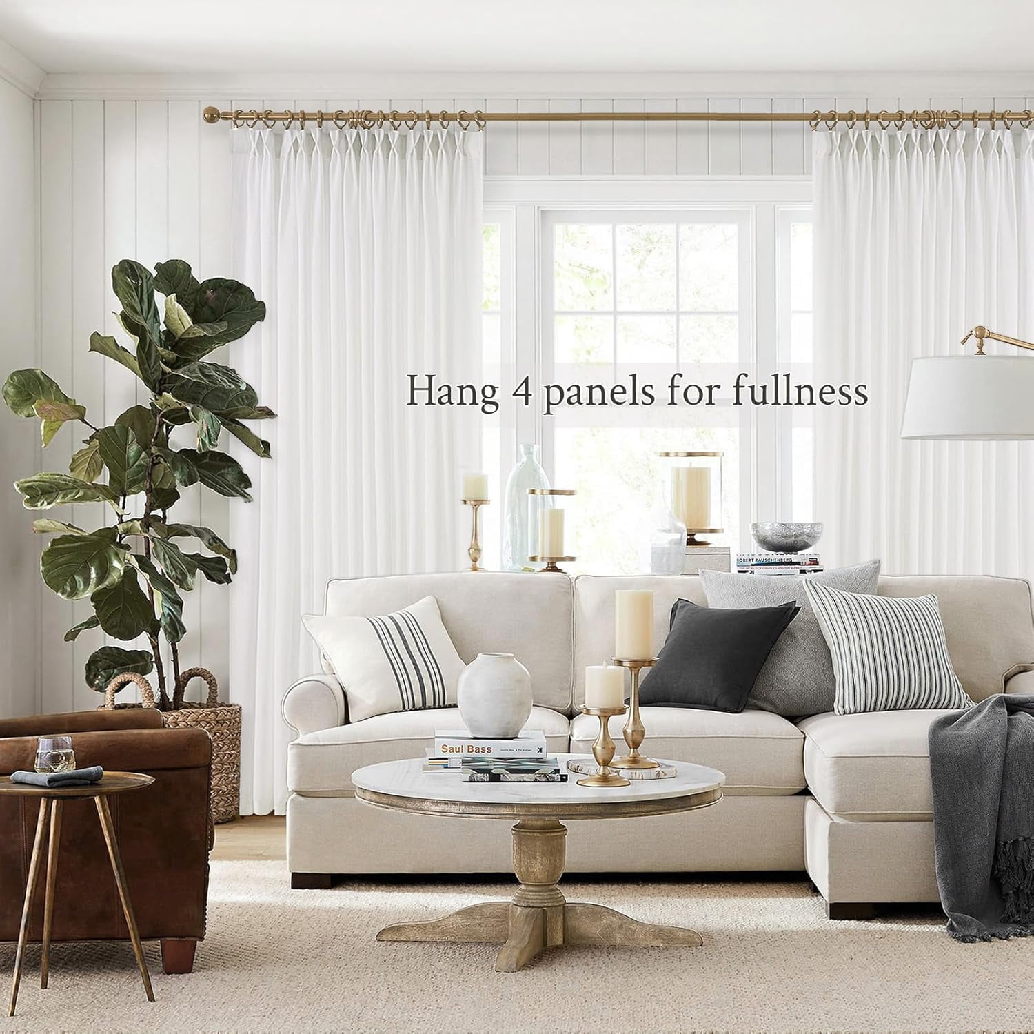 Pinch Pleated 92 Inch Curtains 2 Panels for Living Room Cream Linen Curtains 92 Inches Long Pinch Pleat Drapes for Track System Light Filtering Semi Sheer Curtains for Dining Bedroom Office