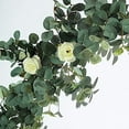 thumbnail image 6 of Balsa Circle 6 feet Frosted Green Artificial Eucalyptus Leaves Ivory Roses Flowers Vine Greenery Garland Wedding, 6 of 8