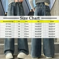 thumbnail image 4 of Gamivast Girls Jeans Size 5-15 Baggy Straight Wide Leg Cargo Pants with 4 Pockets Loose Y2K Elastic High Waist Wash Jean Youth Denim for Kids Winter Fall Fashion Sweatpants, 4 of 9