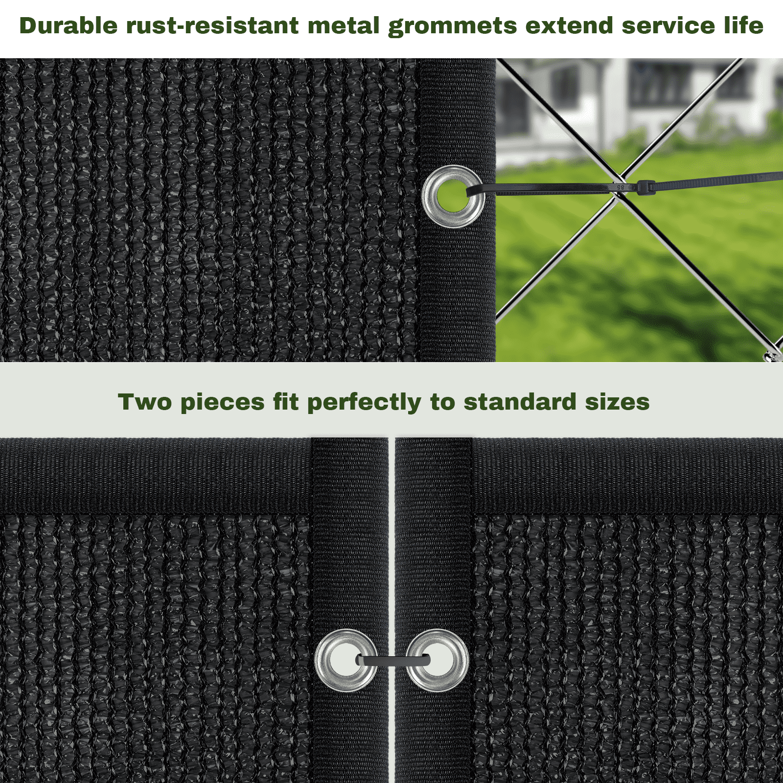 6x50ft Fence Privacy Screen, Outdoor Balcony Shade Cloth with 90% Shade Rating, 170 GSM Polyethylene Fabric Black, 80PCS Zip Ties Included