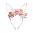 thumbnail image 3 of CoreLiving Furry White Bunny Ears Headband Spring Floral Rabbit Ear Headpiece with Strawberry and Flower Accents for Women Easter Party Costume Accessory, 3 of 9